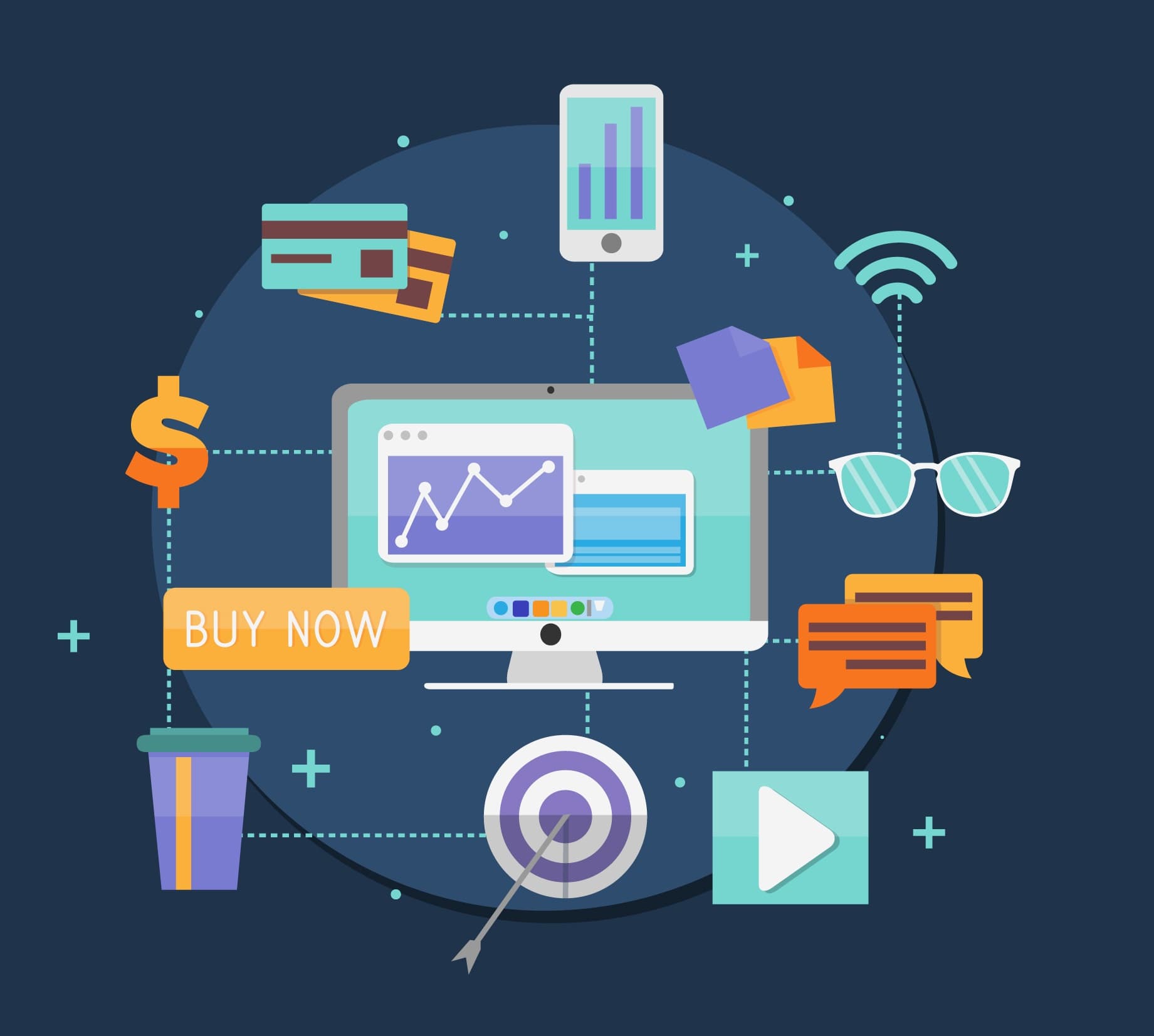 Digital marketing and product promotion illustration