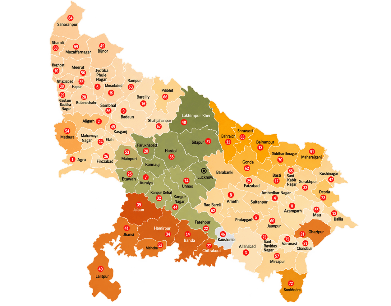 Interactive ODOC map of Uttar Pradesh